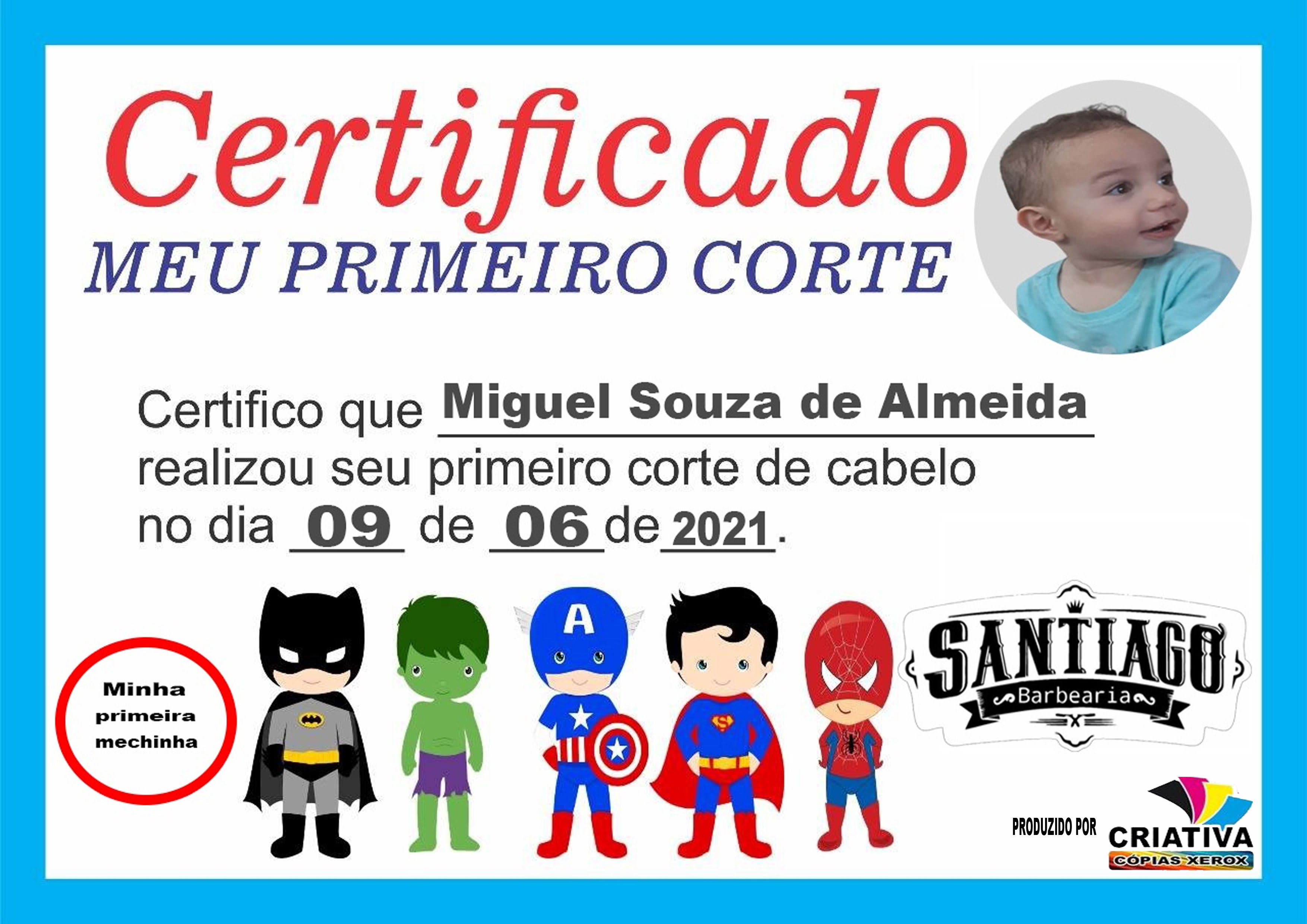 certificado primeiro corte de cabelo para imprimir
