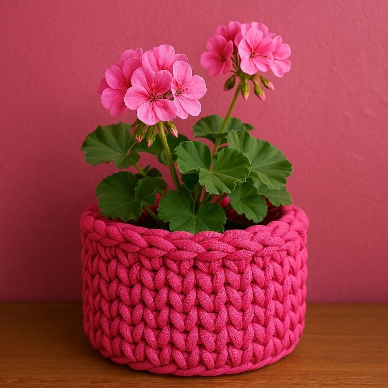 Cesto grande em crochê para decoração quarto de bebê