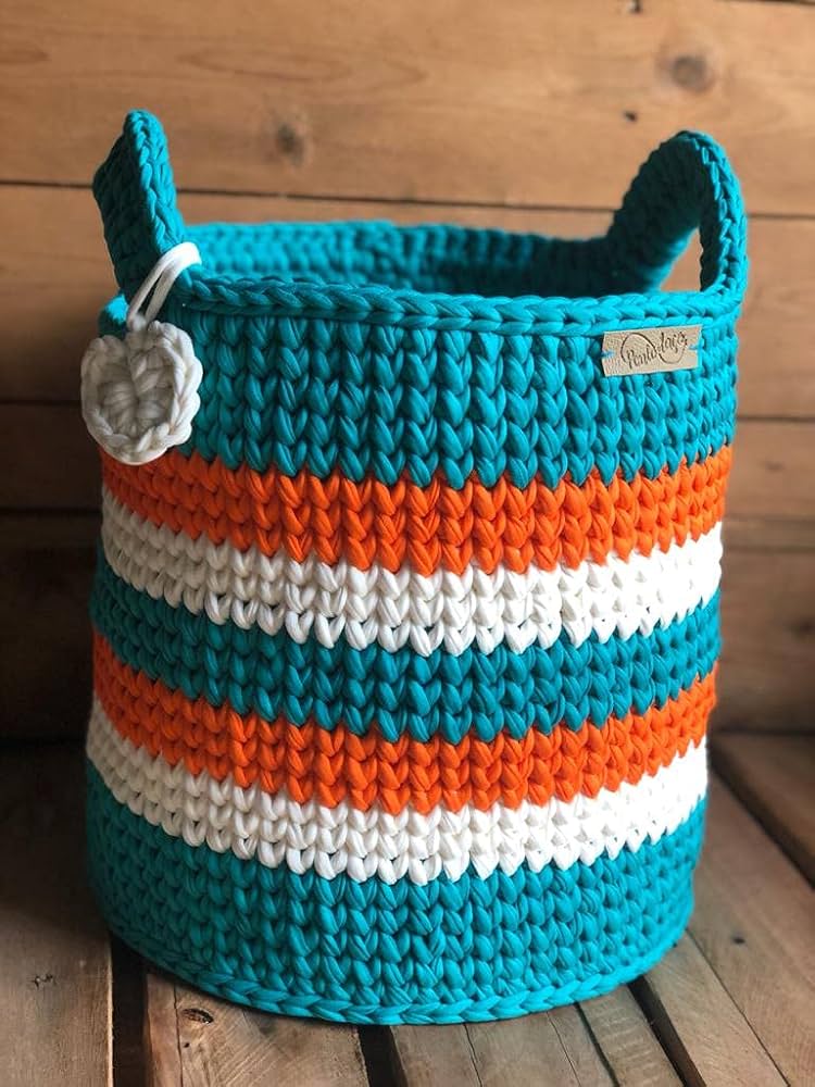 Cesto de crochê em fio de malha/cesto para quarto/manta