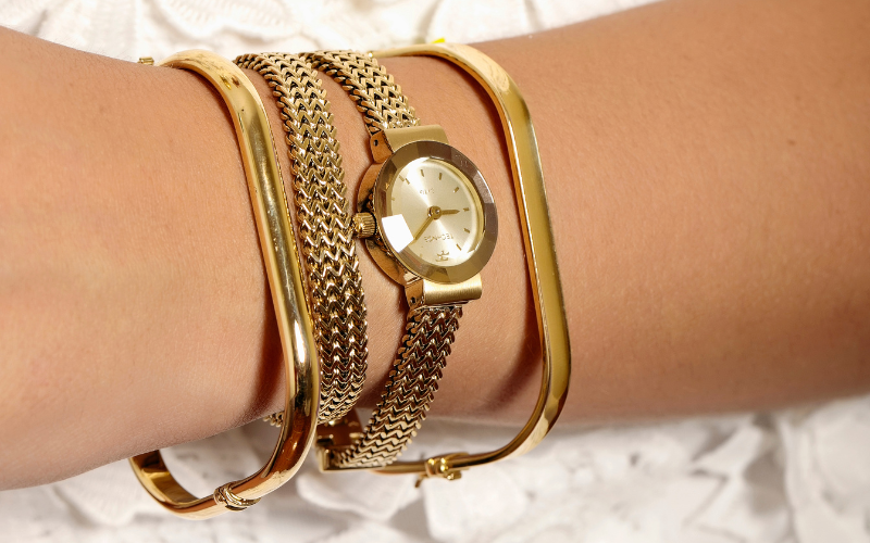 bracelete dourado de ouro 18k
