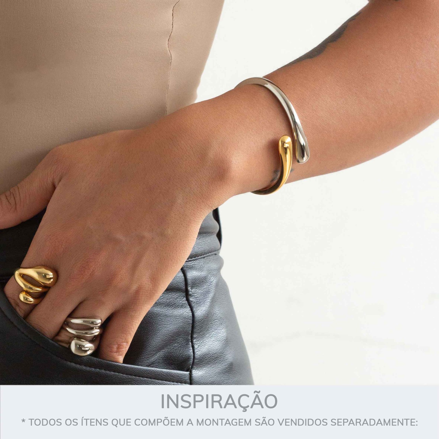 bracelete prateado feminino estilo cuff