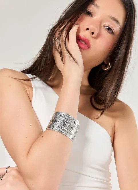 bracelete prateado feminino de corrente