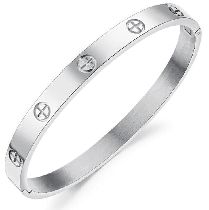 bracelete prateado feminino ajustável