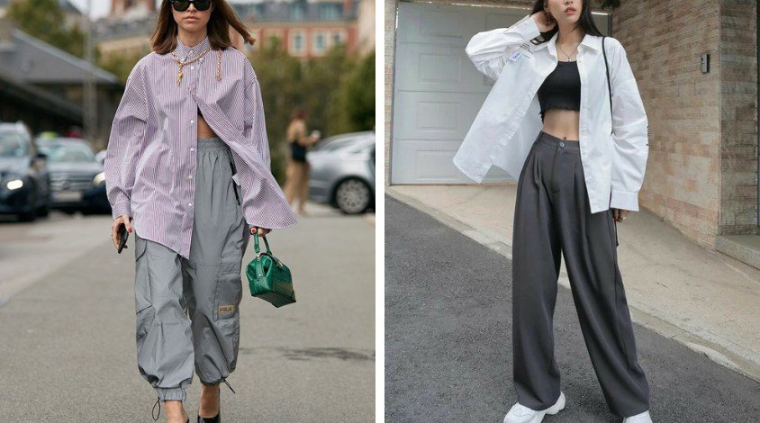 erros ao usar calça wide leg com camiseta oversized