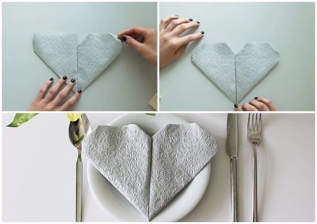 dobras de guardanapo de papel elegantes