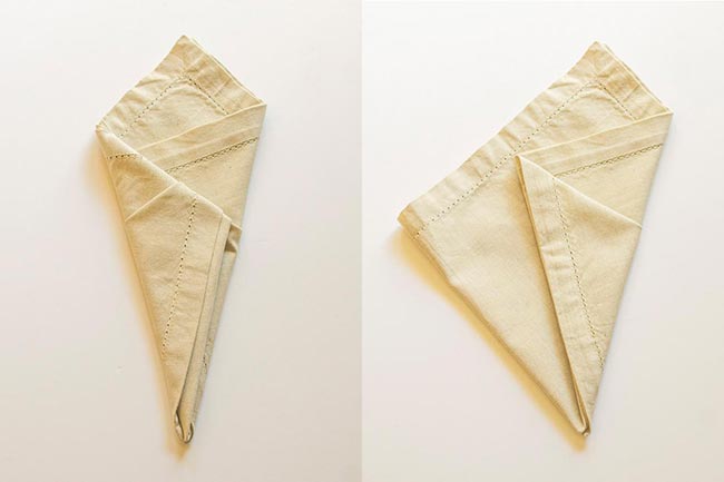 dobras de guardanapo de papel passo a passo