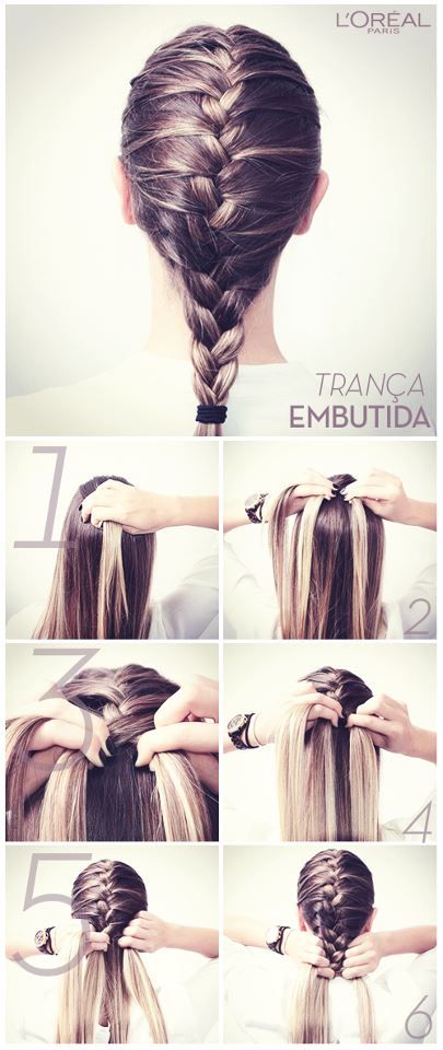 como fazer penteado trança embutida cabelo médio passo a passo