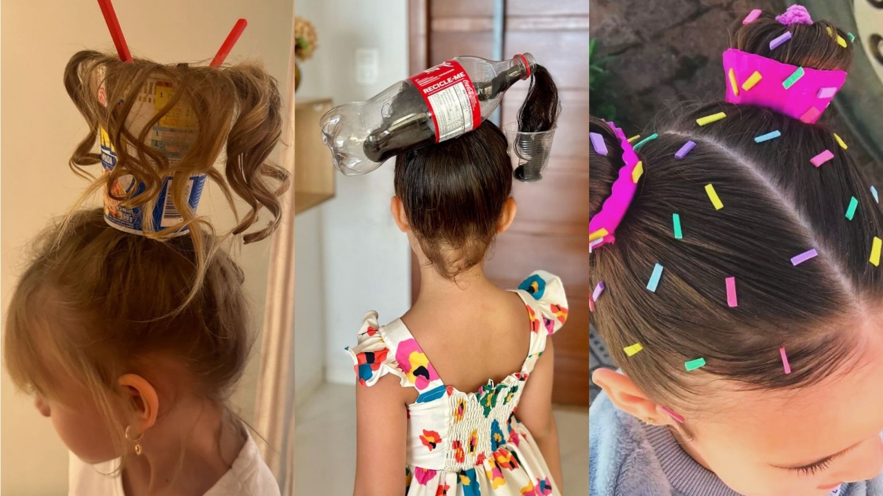 cabelo maluco com materiais reciclados
