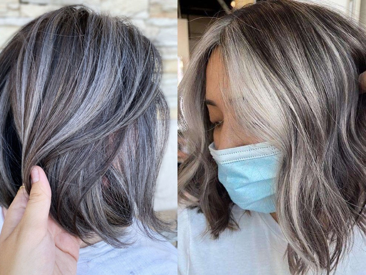 como retocar a raiz do cabelo branco com mechas