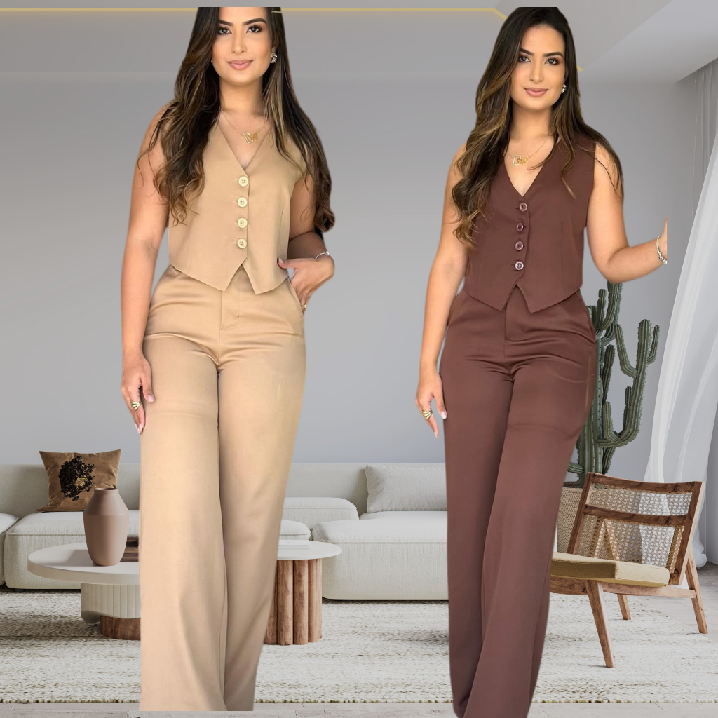 Conjunto social feminino alfaiataria blazer e saia lápis