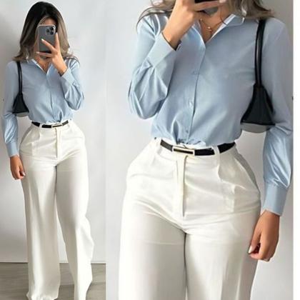 Conjunto social feminino alfaiataria cores vibrantes