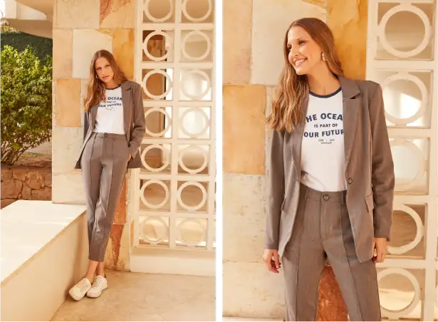 Conjunto social feminino alfaiataria plus size