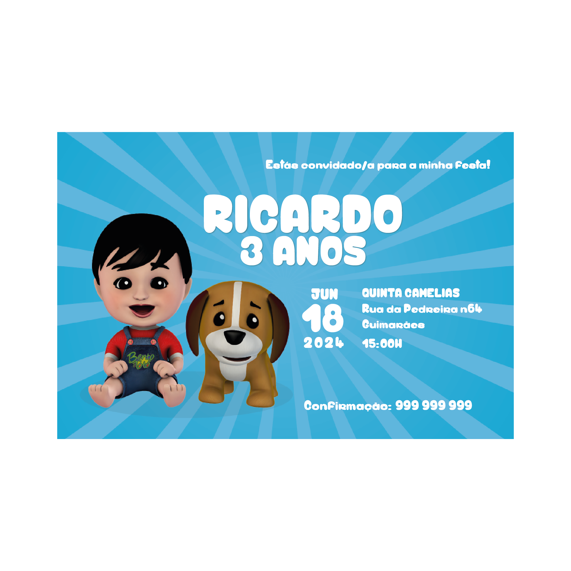 convite bento e toto personalizado
