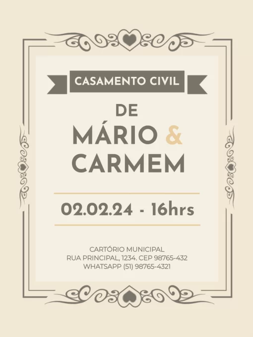 o que colocar no convite de casamento civil
