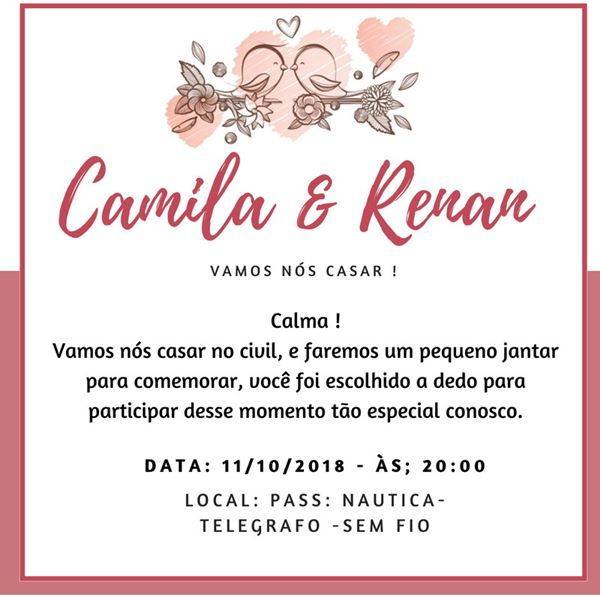 convite casamento civil com festa