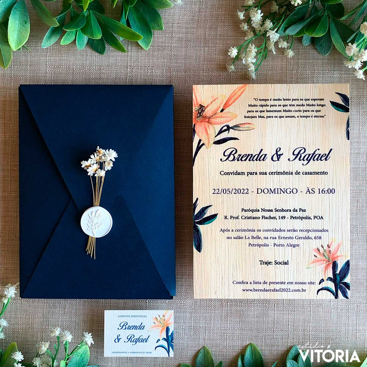 convite de casamento clássico