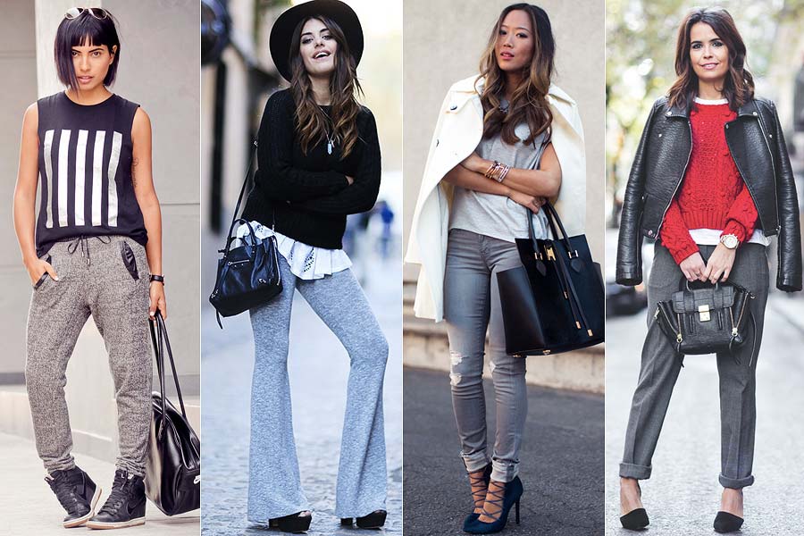 estilo casual com calça cinza