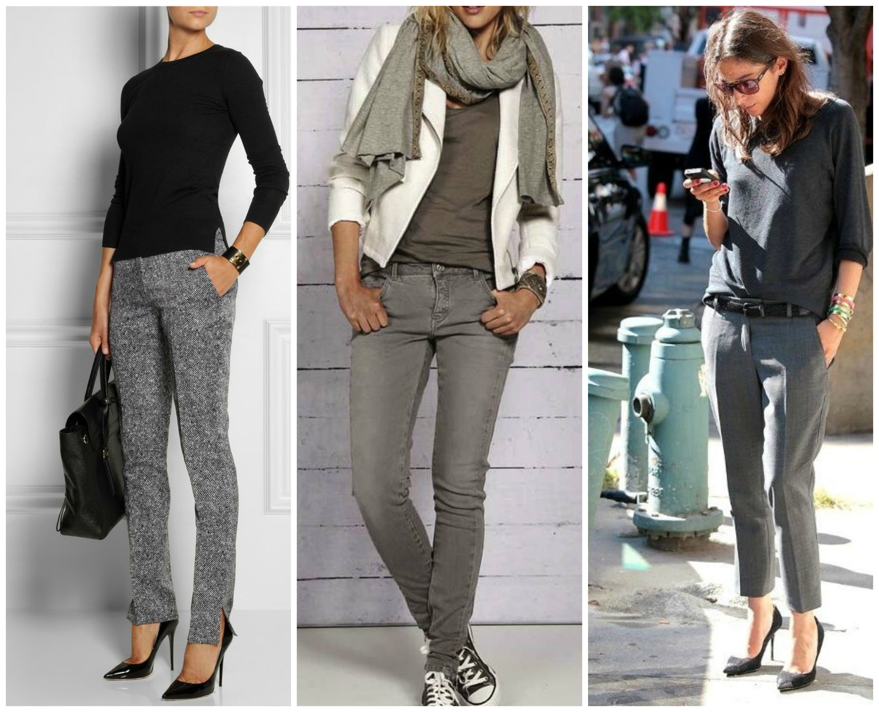 cores que combinam com calça cinza claro