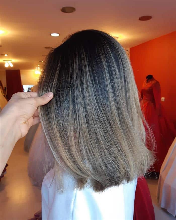 corte medio liso em camadas desfiadas