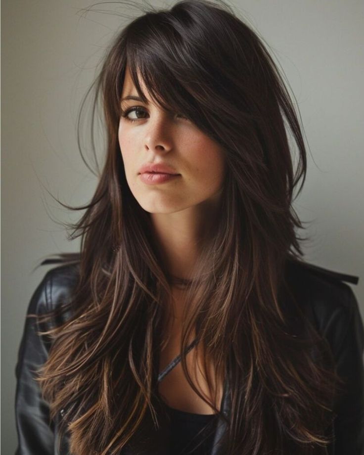 corte de cabelo longo com franja