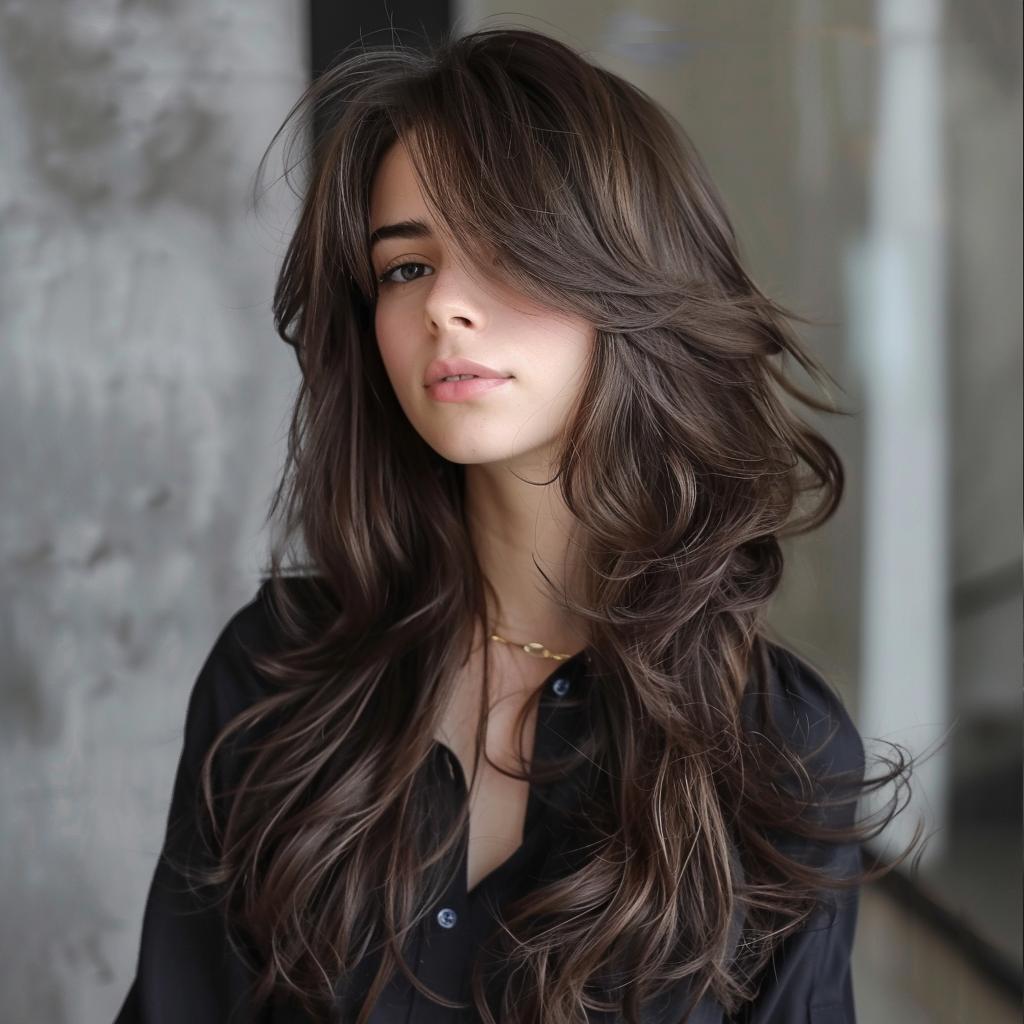 inspiração corte de cabelo longo repicado