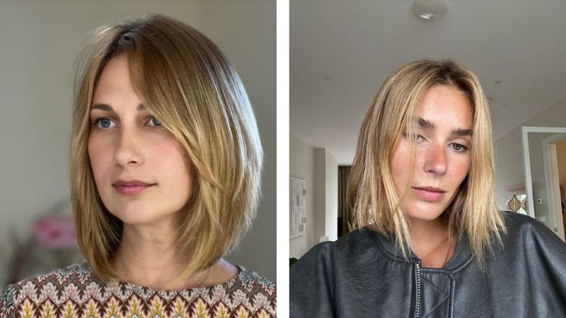 pixie ondulado com franja lateral rosto oval