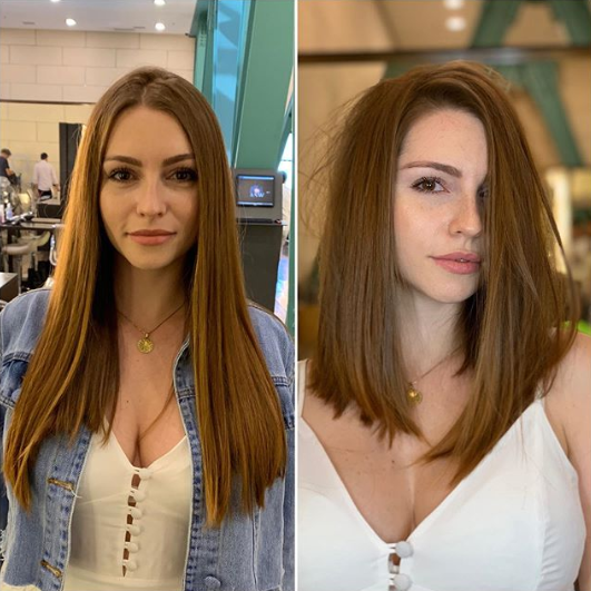 long bob com franja