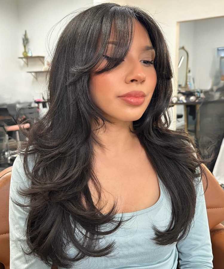 cortes de cabelo repicado e desfiado com franja