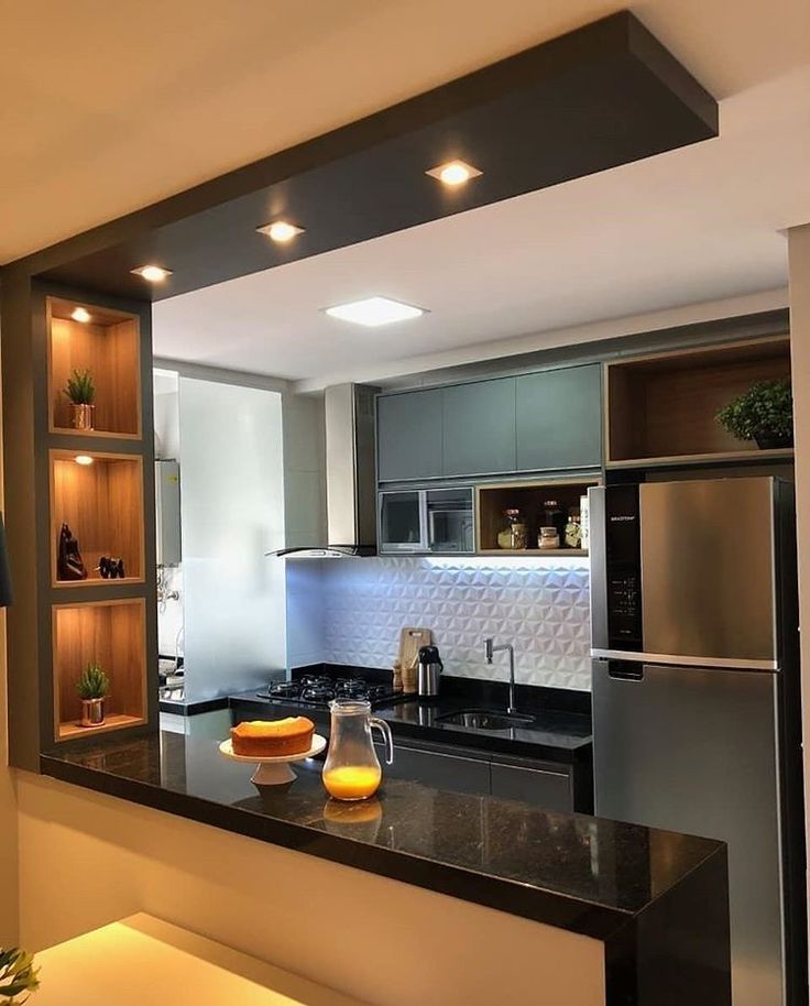 cozinha americana moderna com madeira