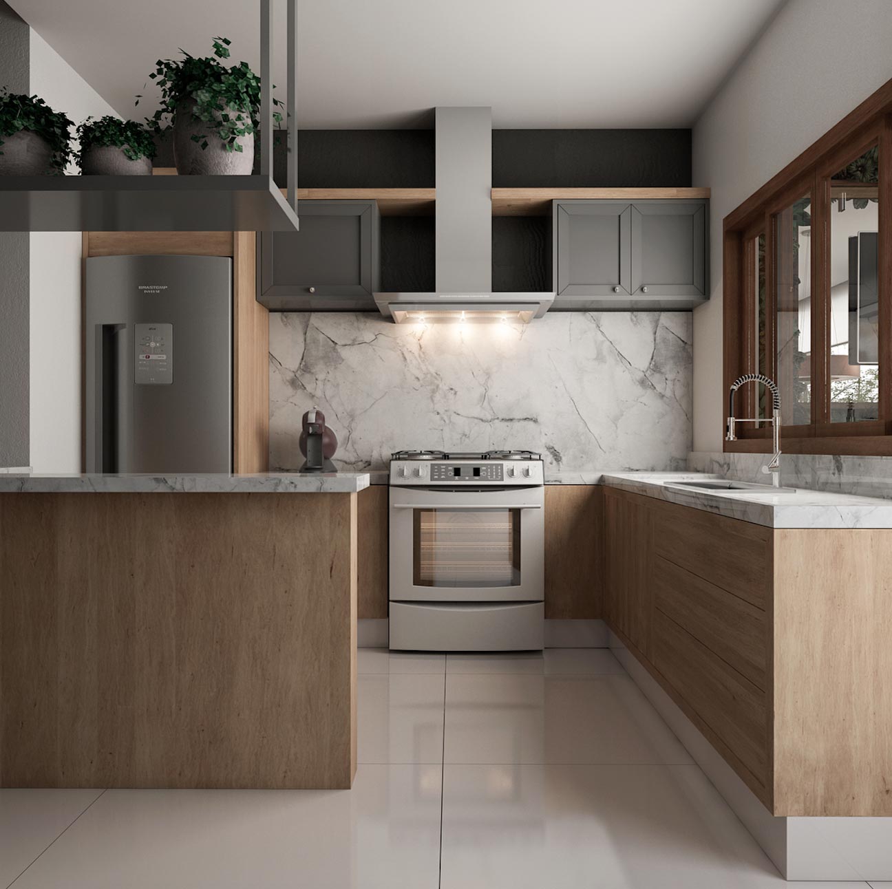 cozinha americana moderna com ilha