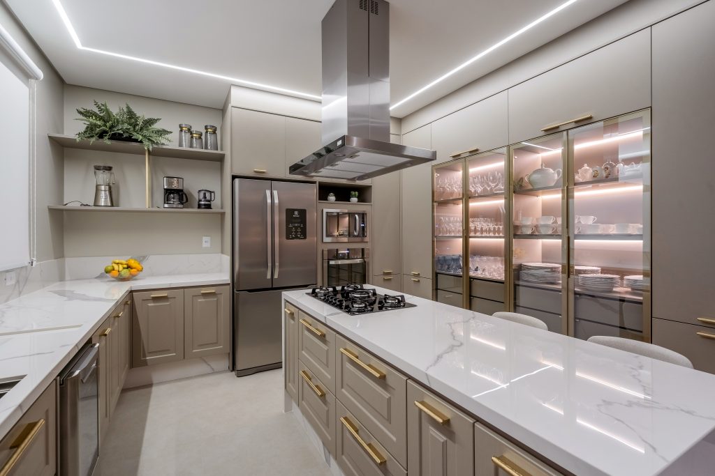 cozinha americana moderna cinza