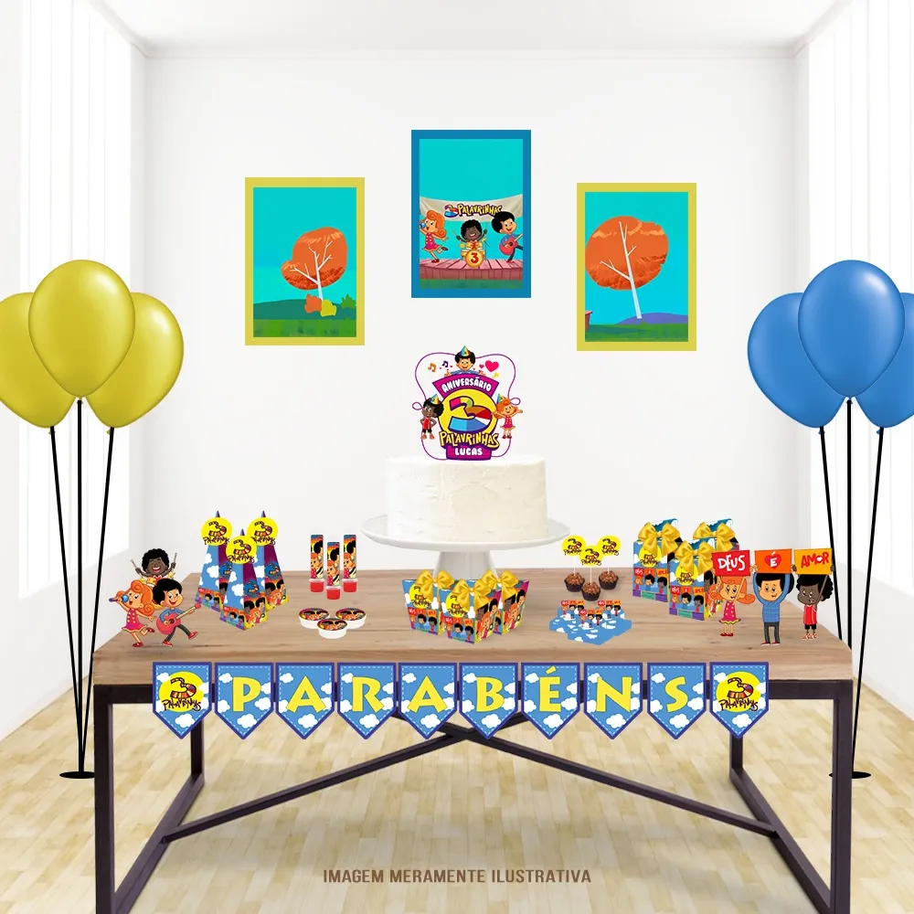 Ideias Criativas para Enfeites de Mesa Tema 3 Palavrinhas