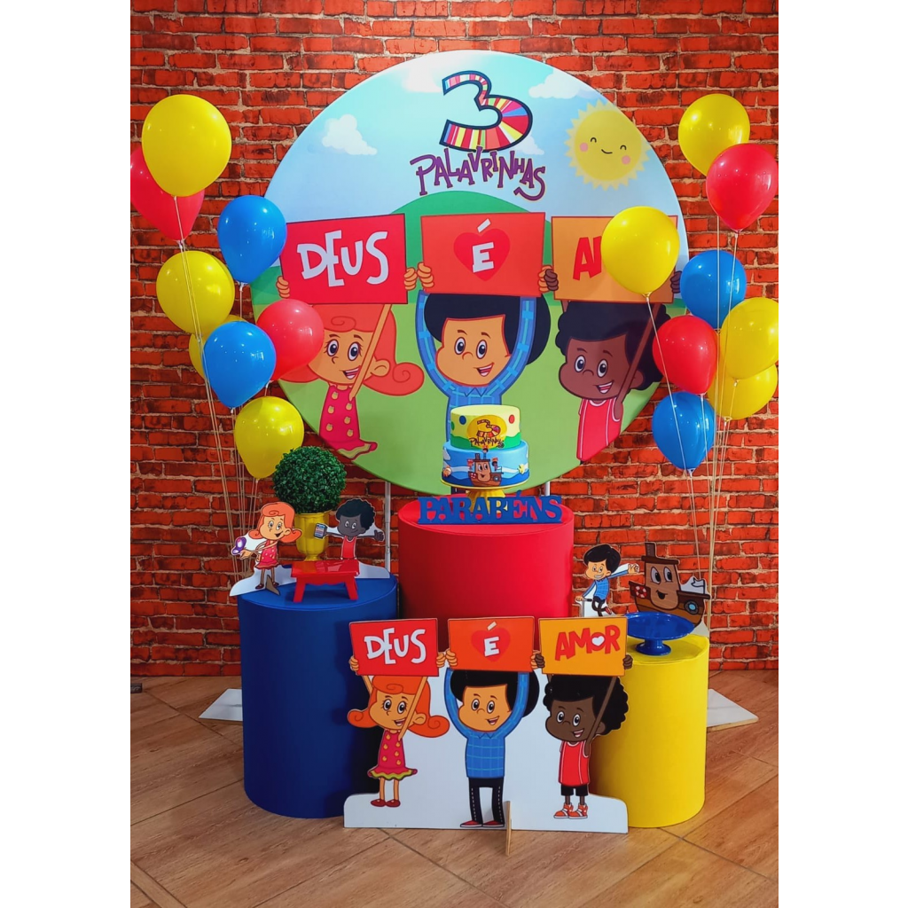 Inspirações de Bolo e Doces Temáticos 3 Palavrinhas para sua Festa