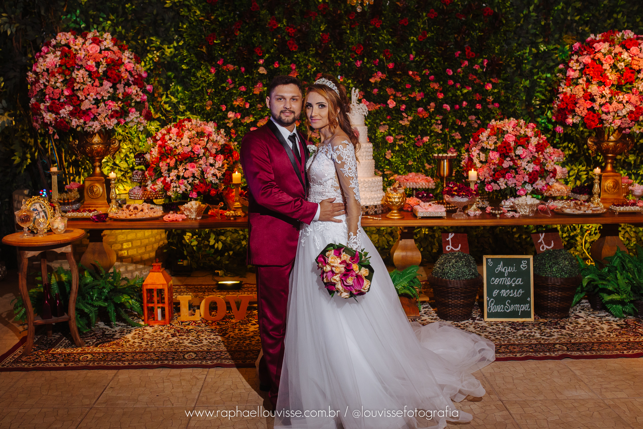 decoração casamento marsala e rosa