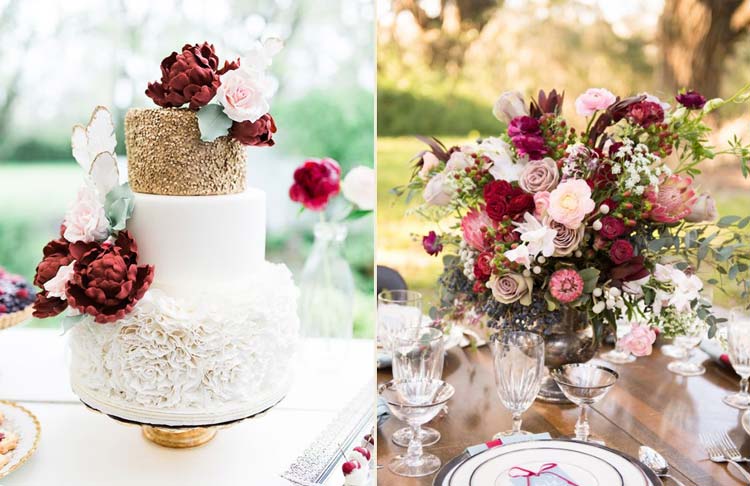 decoração casamento marsala cerimônia