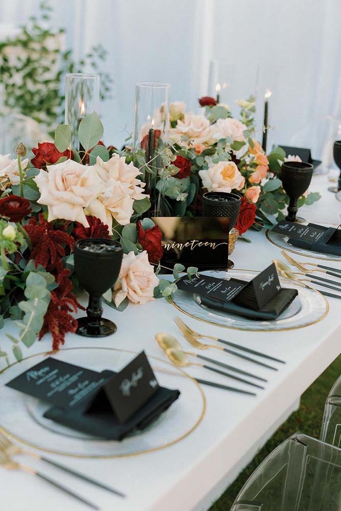 ideias decoração casamento marsala