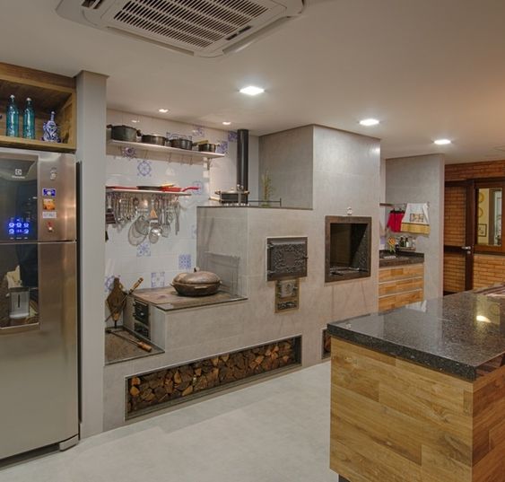 fogão a lenha na decoração da cozinha