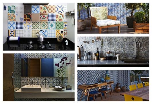 cozinha portuguesa com azulejos azuis