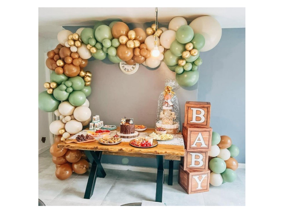 decoração chá de bebê verde oliva