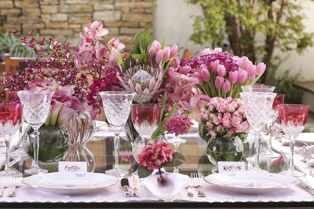 decoração mesa dia das mães tons pastel