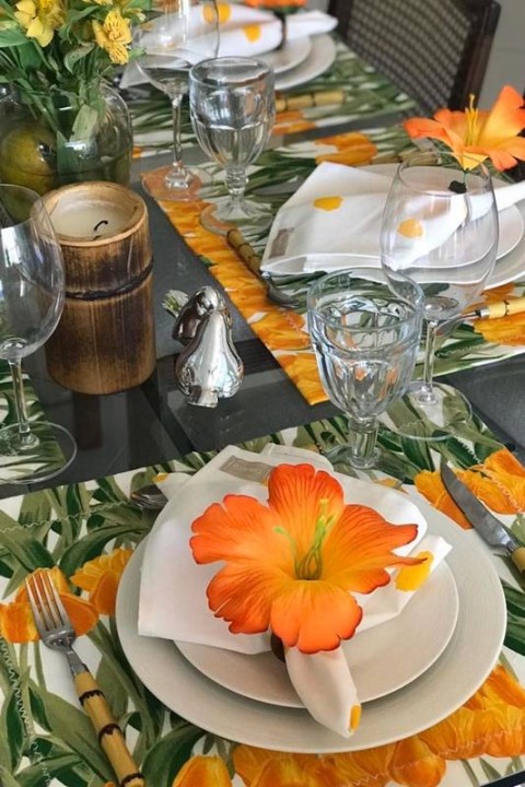 decoração mesa dia das mães lavanda