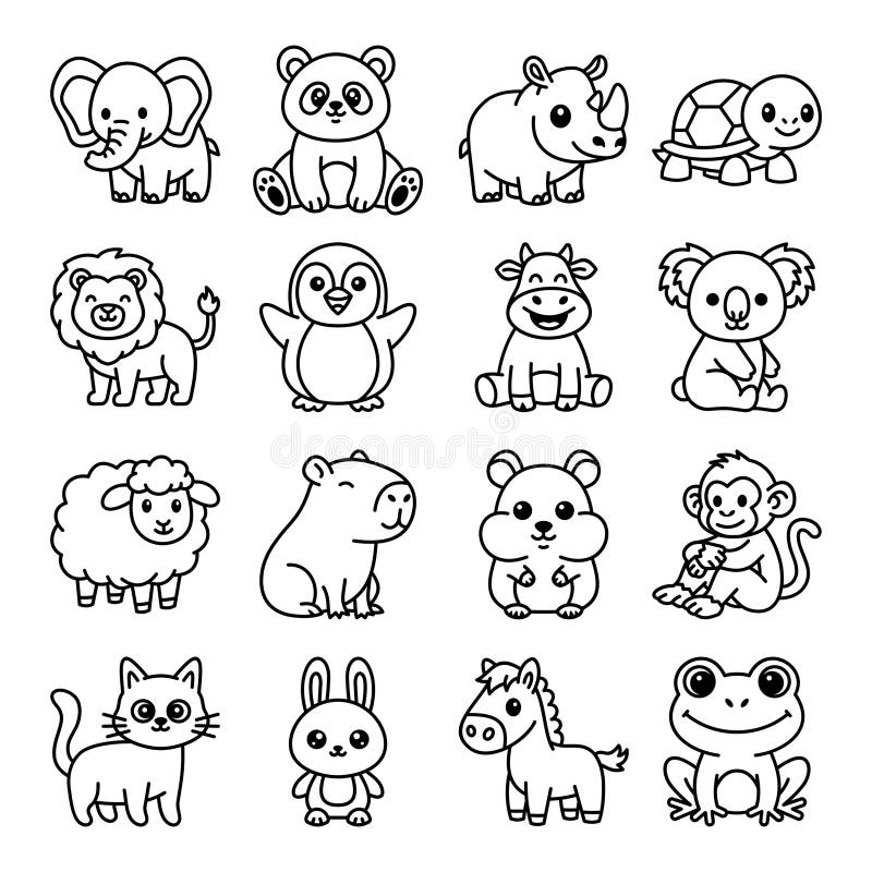 páginas para colorir estilo kawaii animais