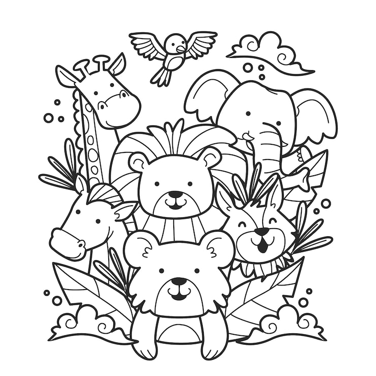 colorir animais da natureza fofos