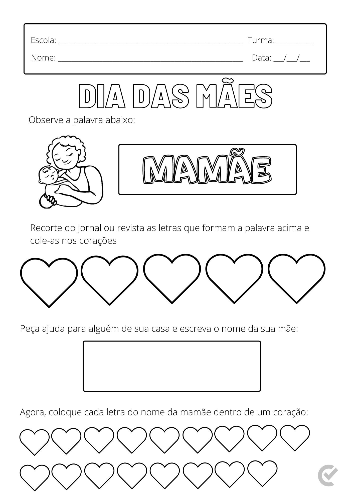 custo atividades dia das mães educação infantil