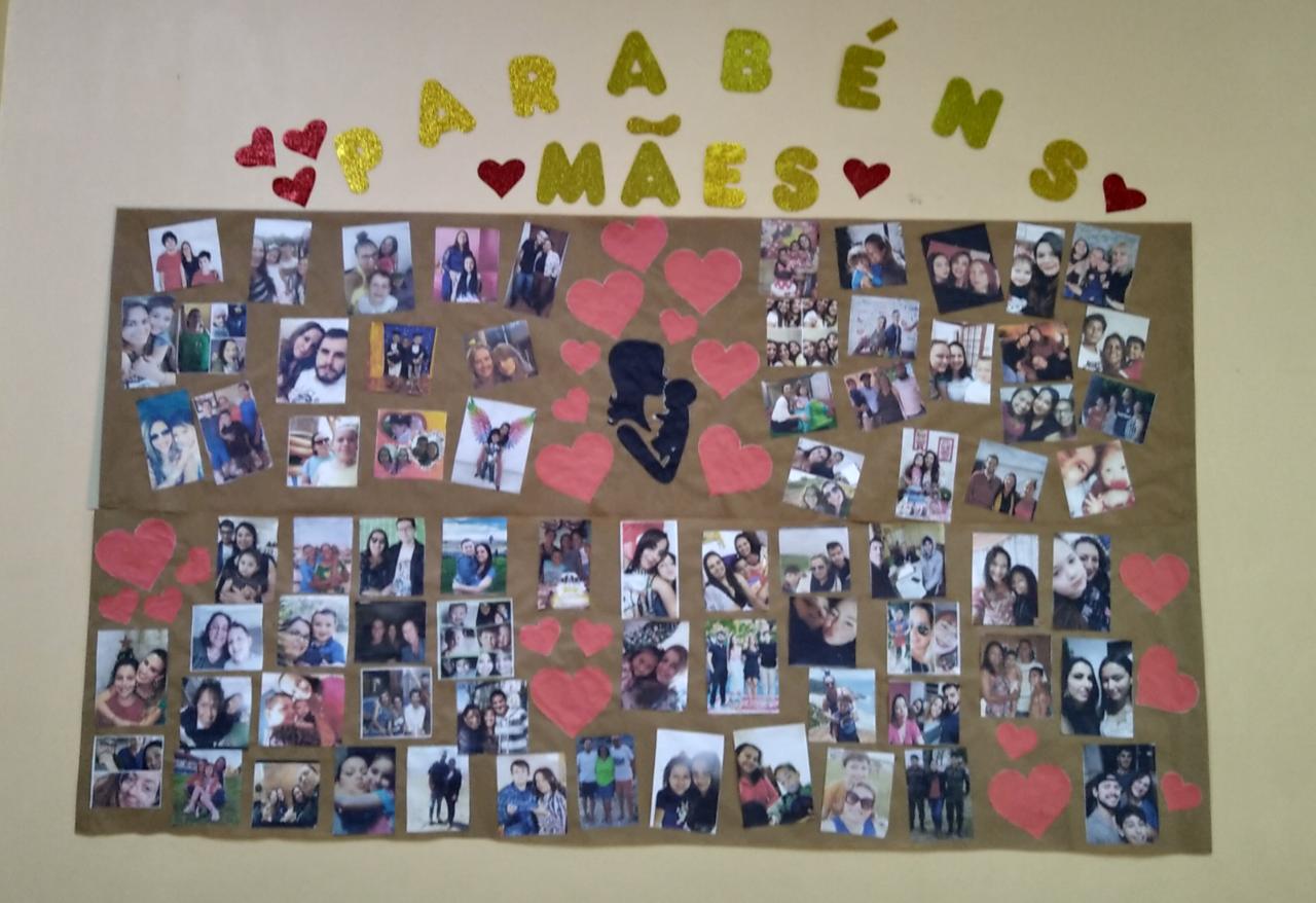 mural dia das mães com fotos passo a passo