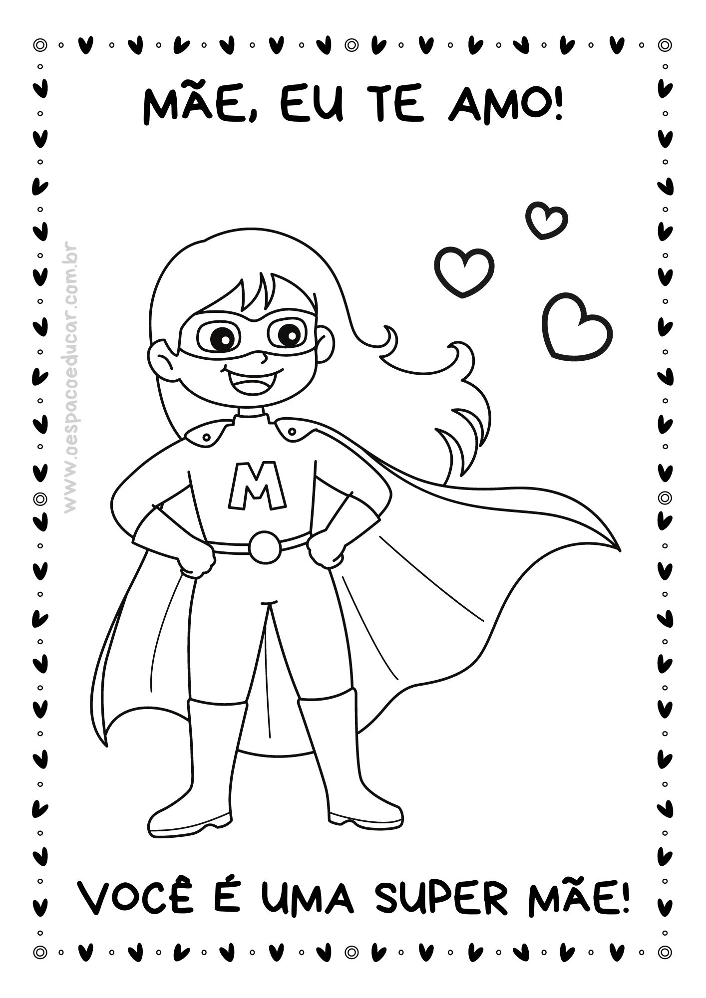 dia das mães para colorir com mensagens