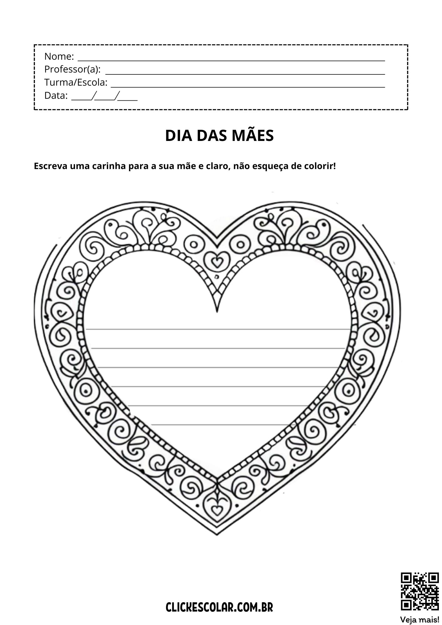 dia das mães para colorir com mensagens