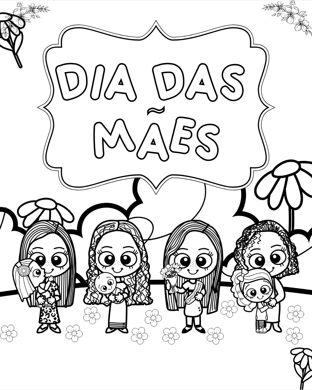 desenhos do dia das mães para imprimir e pintar