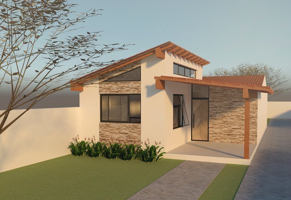 fachada casa pequena com muro