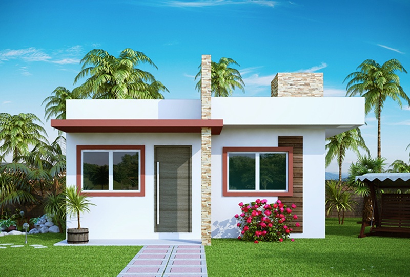 fachada casa pequena com jardim